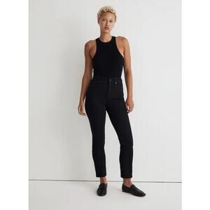 Madewell The Tall Curvy Stovepipe Jeans Black Rinse Wash Women's Size 28 NM886